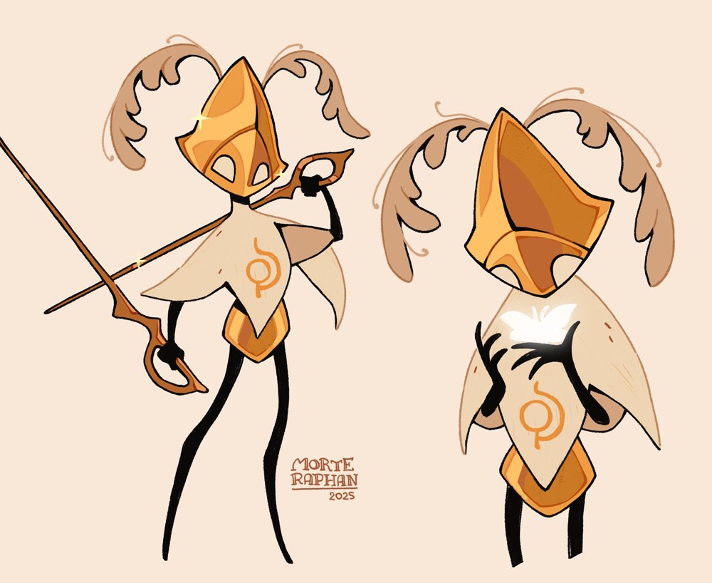 morteraphan, hollow knight, hollow knight: silksong, commentary, english commentary, 1other, artist name, black skin, capelet, colored skin, dual wielding, glowing, holding, holding sword, holding weapon, multiple views, second sentinel (hollow knight), sparkle, standing, sword, weapon, white background, white capelet, white eyes