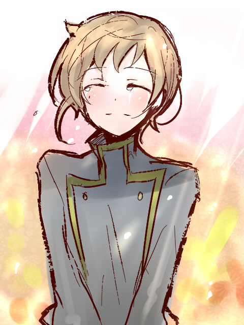 kippu, rolo lamperouge, code geass, bad id, bad pixiv id, 00s, brown hair, closed eyes, male focus, smile, solo, tears
