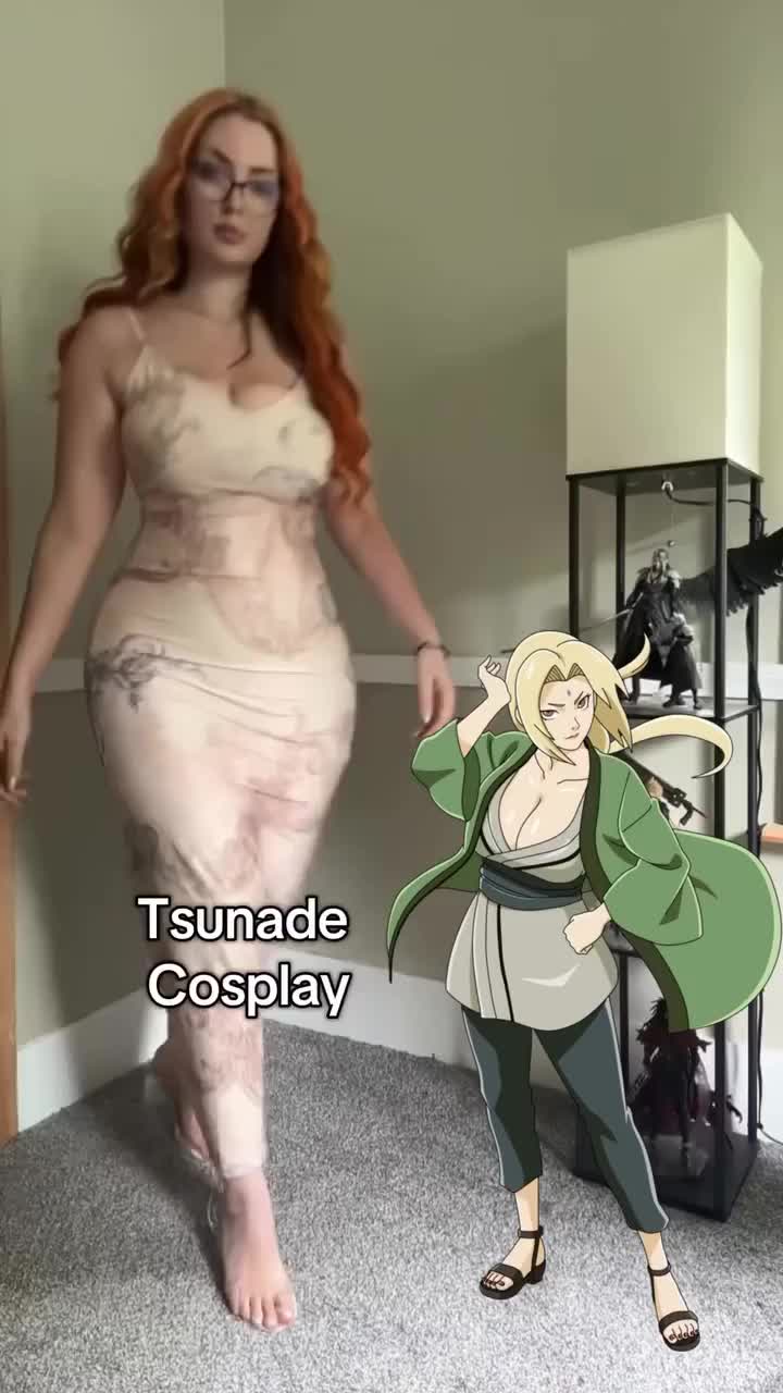 tsunade (naruto), naruto (series), real life, animated, tagme, video, 1girl, blonde hair, breasts, cleavage, cosplay, elden cosplay, female focus, large breasts, solo, tsunade (naruto) (cosplay)