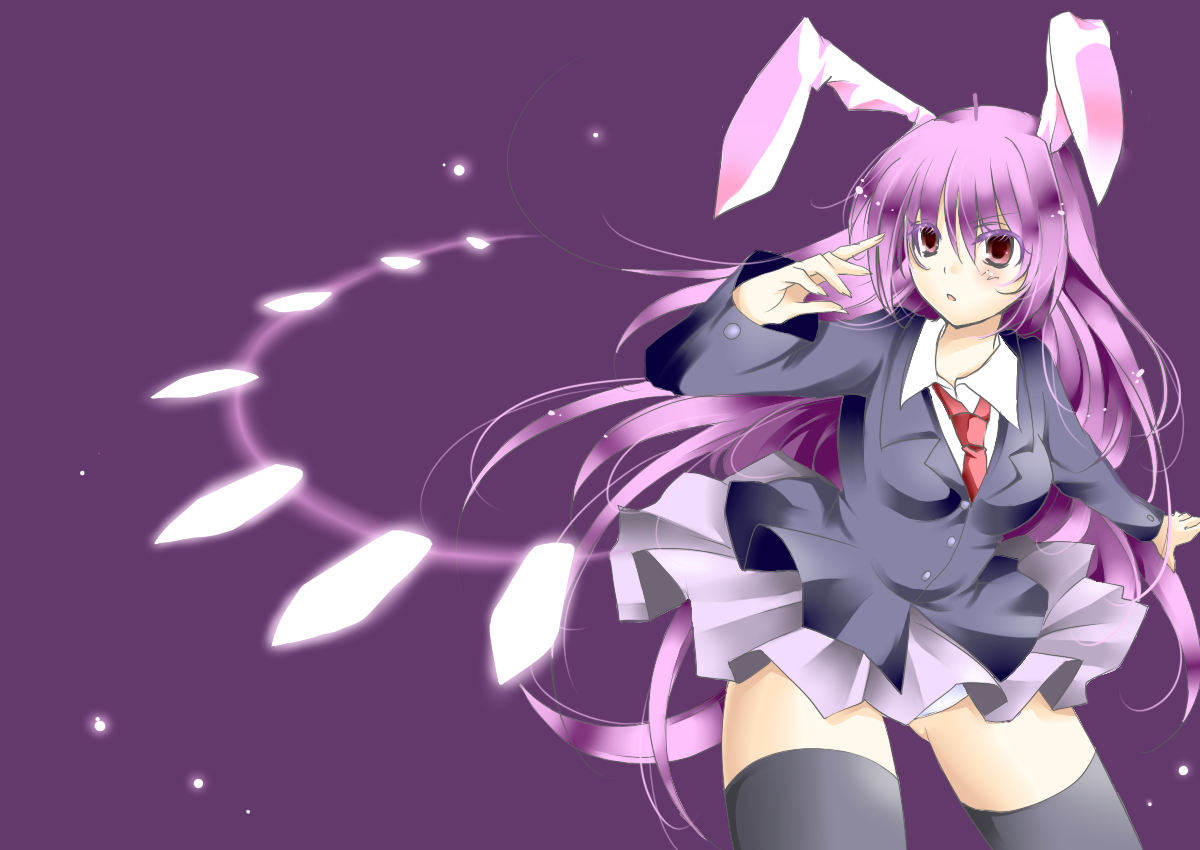 chigure (pixiv), tayashigu (suisyounohosizora), reisen udongein inaba, touhou, 1girl, animal ears, female focus, rabbit ears, solo, thighhighs