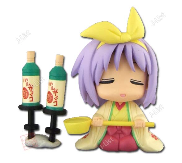 hiiragi tsukasa, lucky star, 00s, 1girl, balsamic vinegar, female focus, figure, japanese clothes, solo, watermark