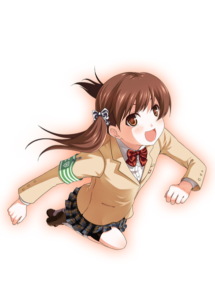kouji (campus life), shirai kuroko, toaru kagaku no railgun, toaru majutsu no index, 00s, 1girl, armband, brown eyes, brown hair, female focus, green armband, school uniform, solo, twintails
