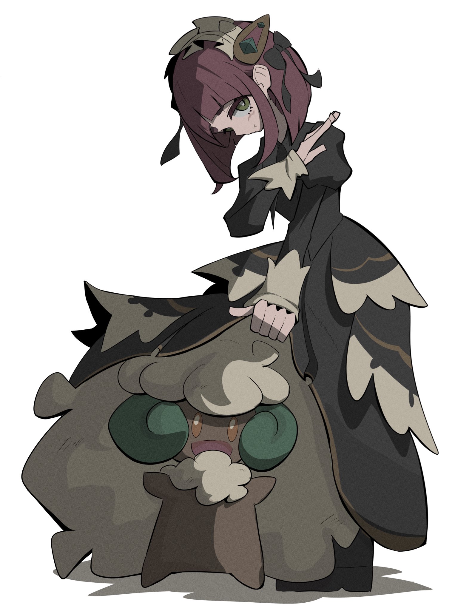 ida (idalol490), lacey (fall 2025) (pokemon), lacey (pokemon), whimsicott, pokemon, pokemon masters ex, 1girl, gen 5 pokemon, official alternate costume, pink hair, pokemon (creature)
