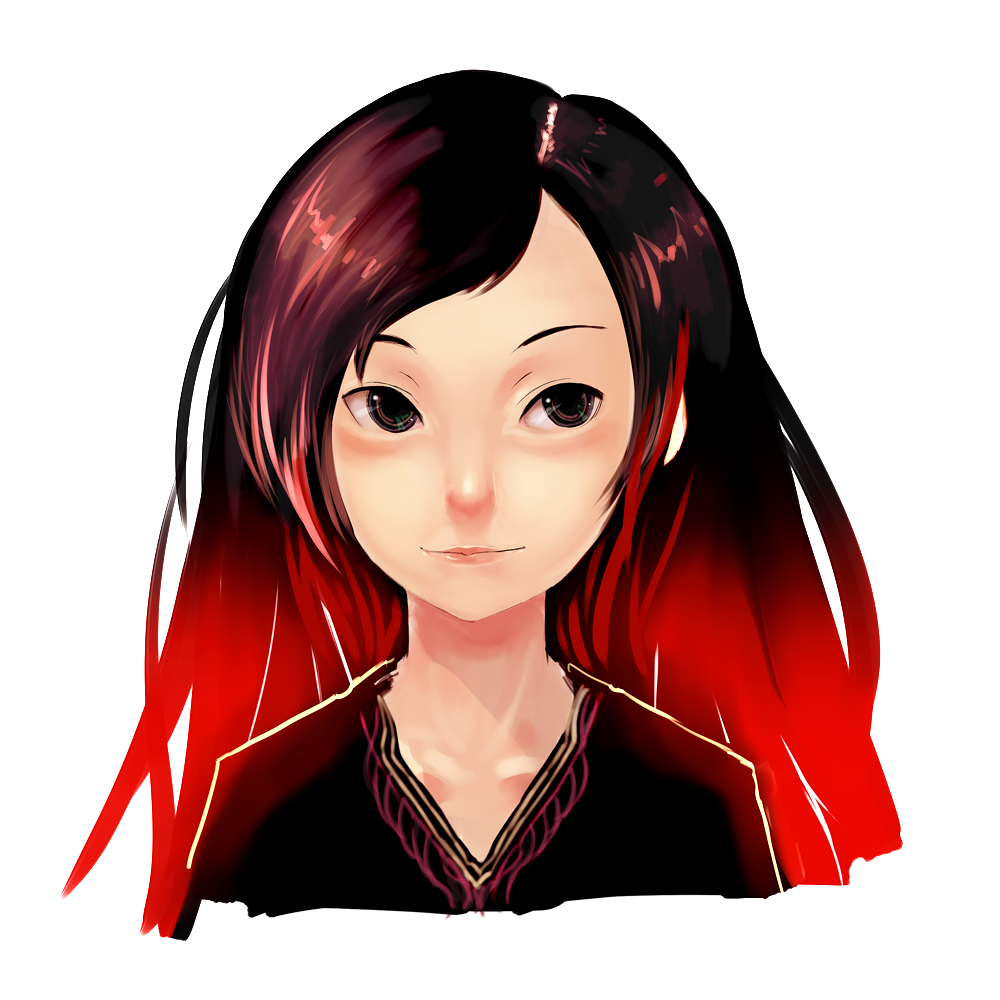 kansou samehada, original, bad id, bad pixiv id, black hair, brown eyes, gradient hair, multicolored hair, red hair, solo