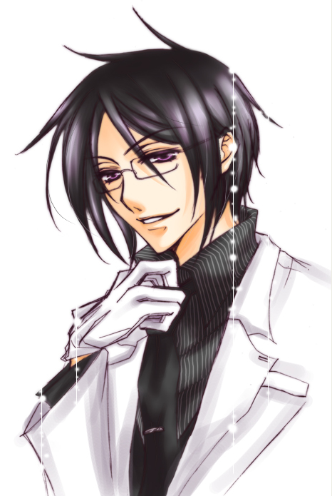 sebastian michaelis, kuroshitsuji, 00s, black hair, male focus, purple eyes
