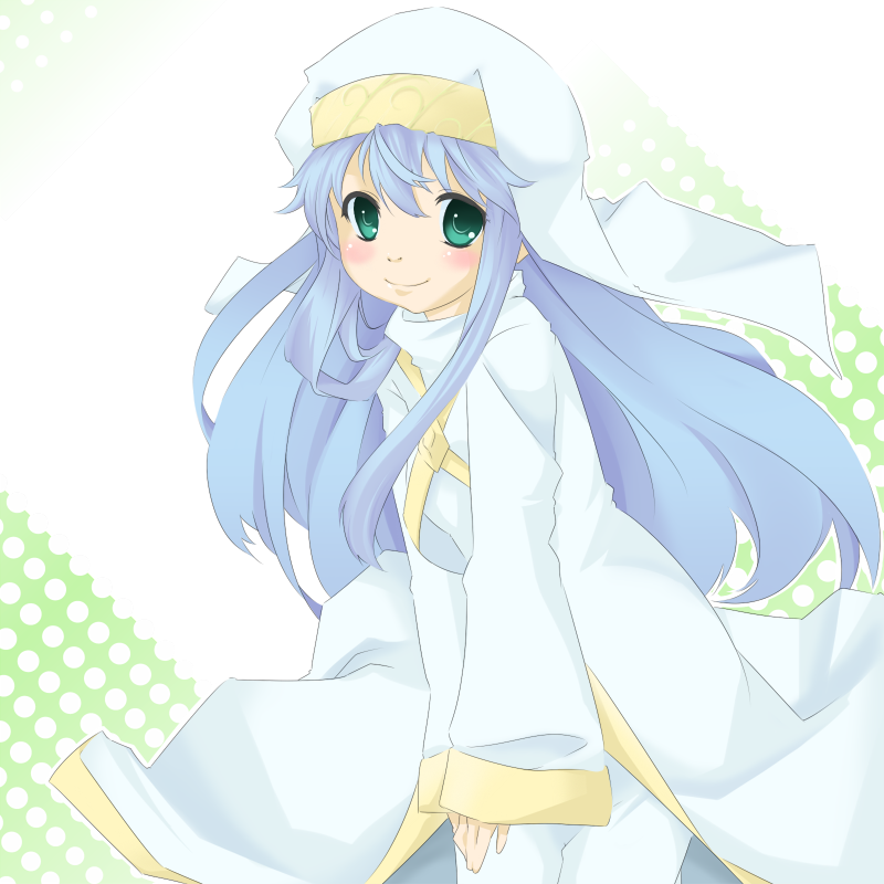 hayagiri, index (toaru majutsu no index), toaru majutsu no index, habit, bad id, bad pixiv id, 00s, blue hair, green eyes, long hair, solo