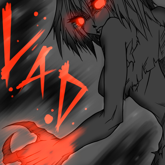 jin (mugenjin), witch (left4dead), left 4 dead, left 4 dead 1, 1girl, claws, female focus, glowing, glowing eyes, monochrome, red eyes, solo, spot color, torn clothes, you gonna get raped, zombie