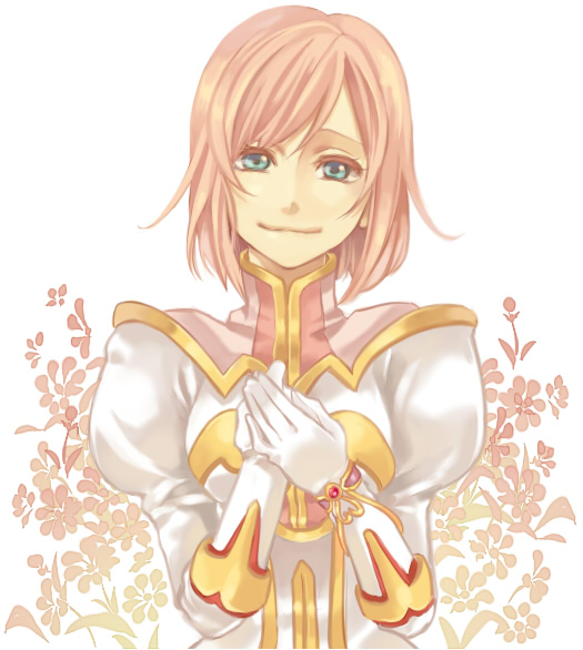 mi (ckock0914), miho (mi), estellise sidos heurassein, tales of (series), tales of vesperia, 00s, 1girl, blue eyes, bracelet, female focus, gloves, jewelry, pink hair, short hair, smile, solo
