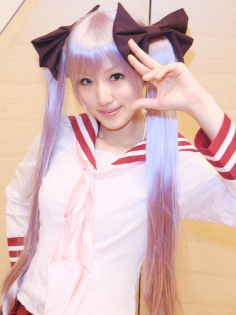 saya (cosplayer), hiiragi kagami, lucky star, photo (medium), cosplay, hiiragi kagami (cosplay), school uniform, twintails