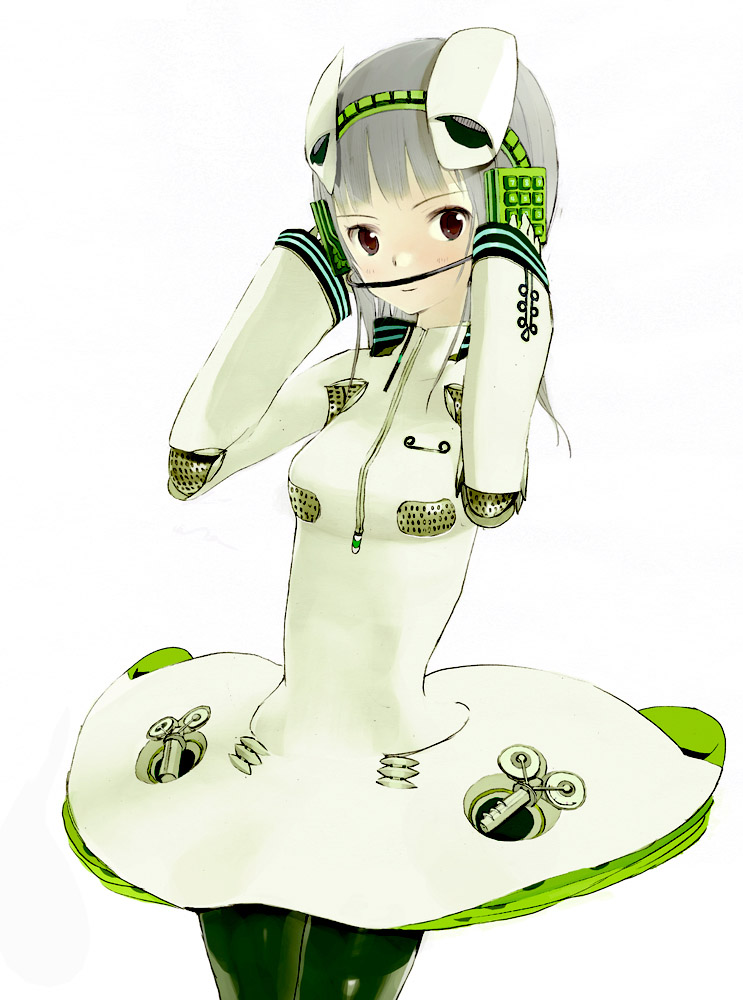 okama, original, tagme, dress, headphones, pantyhose, solo