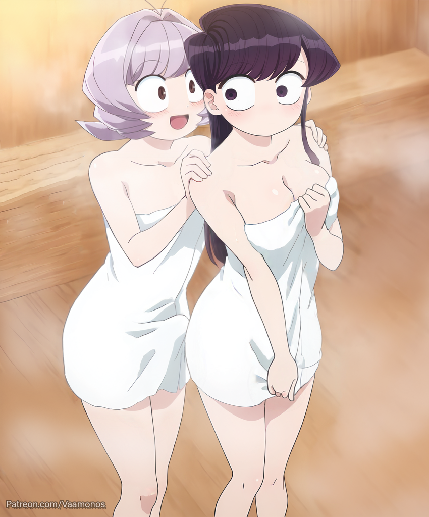 vaamos, komi shouko, osana najimi (komi-san wa komyushou desu), komi-san wa komyushou desu, bulge, embarrassed, erection, erection under clothes, towel, trap