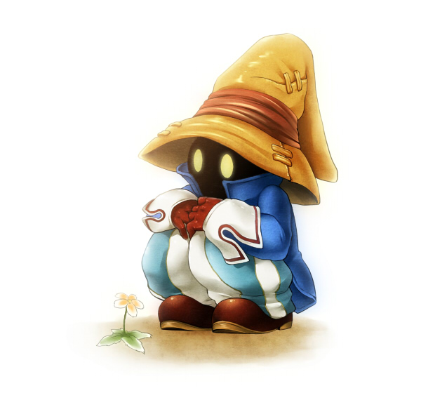 jyuru, vivi ornitier, final fantasy, final fantasy ix, 00s, 1boy, flower, hat, male focus, solo, white background