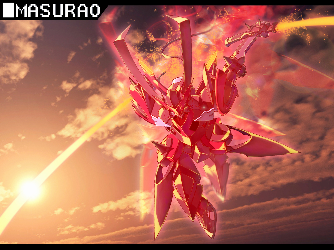 is ii, masurao, gundam, gundam 00, bad id, bad pixiv id, 00s, energy sword, katana, mecha, robot, sword, weapon