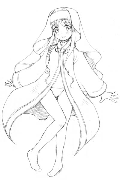 fujinomiya millenium, index (toaru majutsu no index), original, toaru majutsu no index, 00s, greyscale, monochrome, panties, solo, underwear