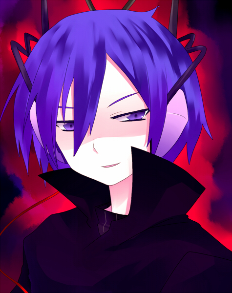 lotton, rotton, protagonist (devil survivor), devil survivor (series), devil survivor 1, bad id, bad pixiv id, 1boy, blue eyes, blue hair, headphones, male focus, short hair, solo