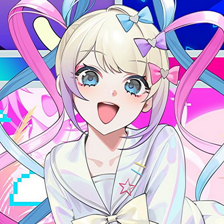 chouzetsusaikawa tenshi-chan, needy girl overdose, lowres, 1girl, blonde hair, blue bow, blue eyes, blue hair, blue serafuku, bow, hair bow, hair ornament, holographic clothing, long hair, long sleeves, looking at viewer, multicolored hair, multiple hair bows, nonparelliperuna, open mouth, pink hair, purple bow, quad tails, school uniform, serafuku, shirt, skirt, smile, solo, twintails