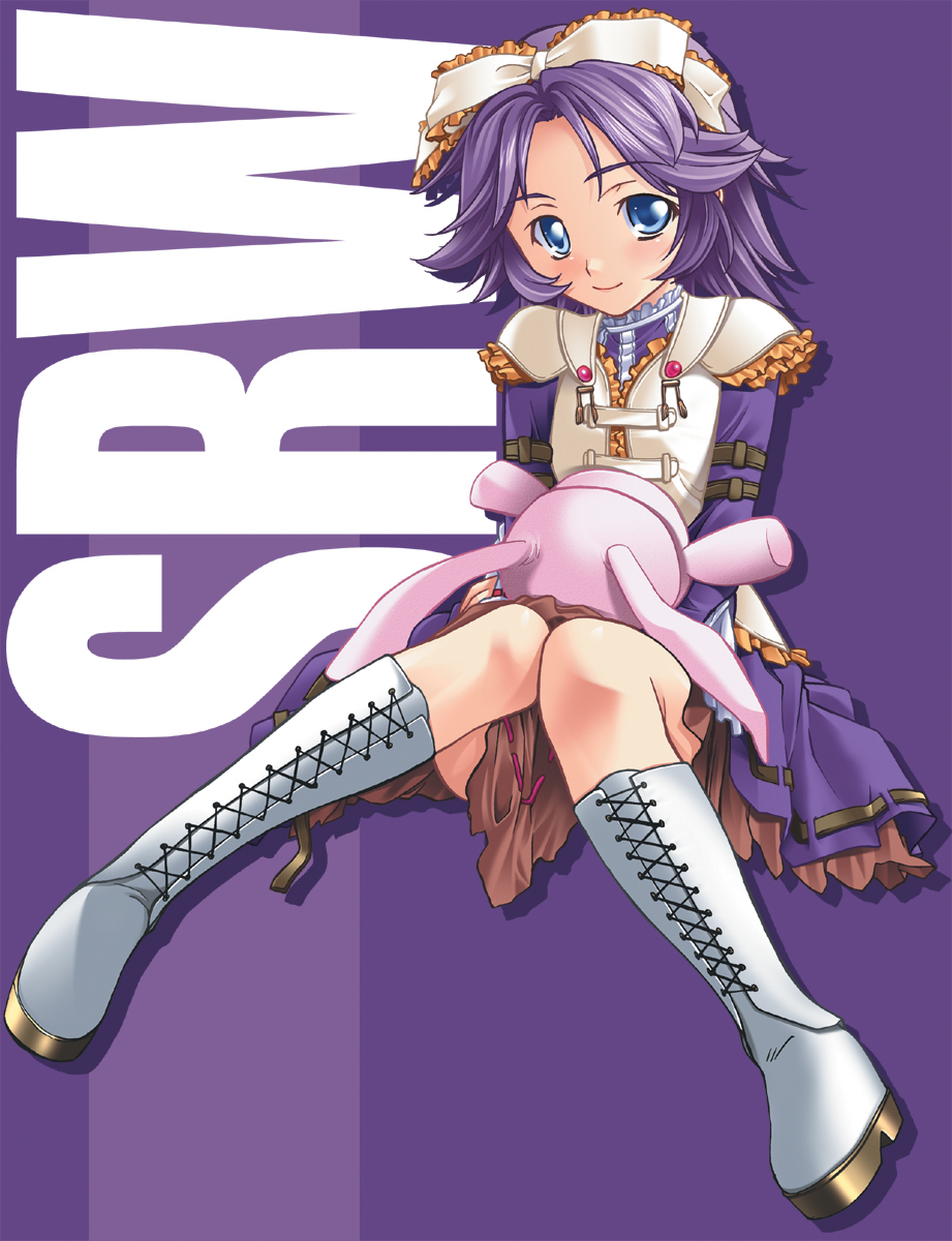 hozumi takashi, latune subbota, banpresto, super robot wars, super robot wars original generation, highres, blue eyes, dress, purple hair, solo