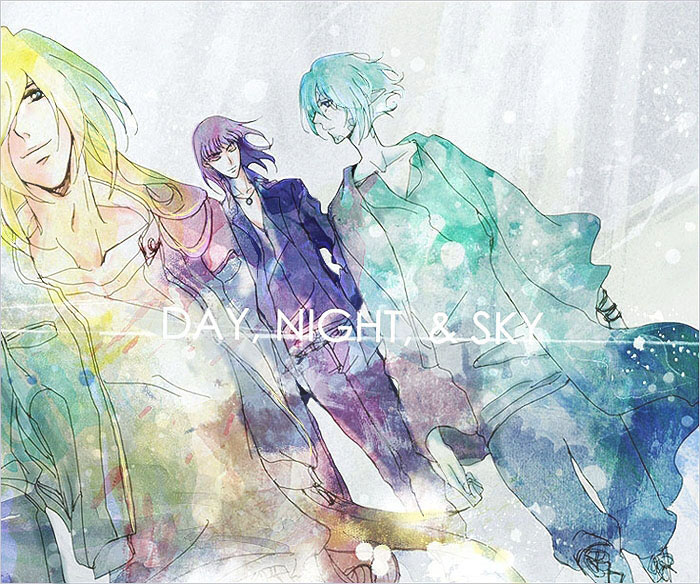 nama (pixiv423000), gourry gabriev, xelloss, zelgadiss graywords, slayers, bad id, bad pixiv id, 3boys, casual, male focus, multiple boys