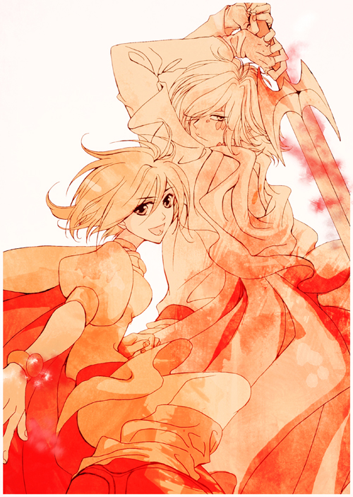 nama (pixiv423000), amelia wil tesla seyruun, zelgadiss graywords, slayers, bad id, bad pixiv id, sepia, sword, weapon