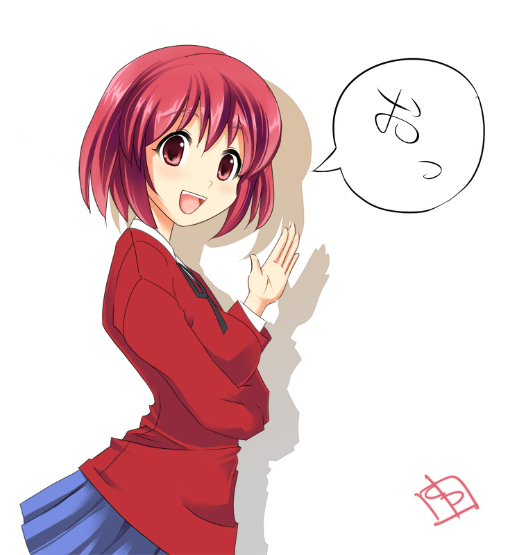 trackball (artist), trackball (pixiv489176), kushieda minori, toradora!, 00s, red eyes, red hair, school uniform, short hair, solo