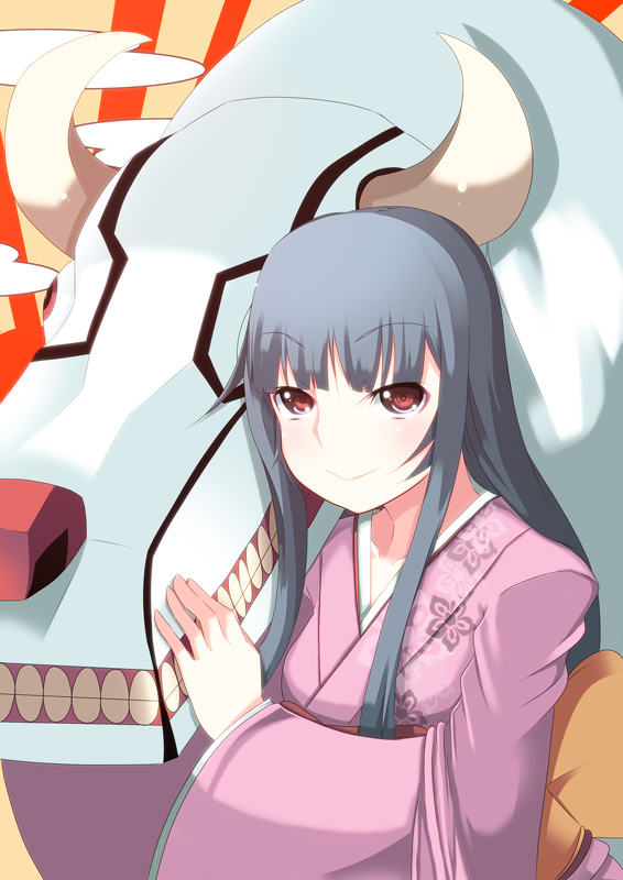 johnny funamushi, original, 1girl, female focus, japanese clothes, kimono, new year, solo