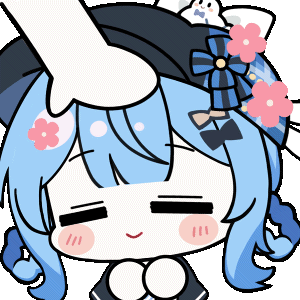 chunye haruya, tachibana sherry, mahou shoujo no majo saiban, animated, animated gif, artist collaboration, lowres, 1girl, 1other, = =, black capelet, black hat, blue hair, blush stickers, braid, braided hair rings, capelet, chibi, chibi only, closed eyes, closed mouth, facing viewer, flower, hair rings, hand on another's head, hat, headpat, nekoyashiki riri, no nose, out of frame, own hands together, pink flower, short hair, simple background, solo focus, transparent background, upper body