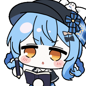chunye haruya, tachibana sherry, mahou shoujo no majo saiban, animated, animated gif, artist collaboration, lowres, 1girl, black capelet, black hat, blue hair, blush stickers, braid, braided hair rings, capelet, chibi, chibi only, hair rings, hat, holding, holding notepad, holding pen, nekoyashiki riri, no nose, notepad, open mouth, pen, short hair, simple background, solo, transparent background, upper body, writing, yellow eyes