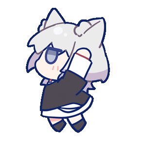 dazeroyuu, kaname raana, bang dream!, bang dream! it's mygo!!!!!, animated, animated gif, lowres, 1girl, animal ear fluff, animal ears, arms up, blue eyes, cat ears, chibi, chibi only, full body, heterochromia, jitome, jumping, no mouth, short hair, simple background, solo, standing, transparent background, yellow eyes