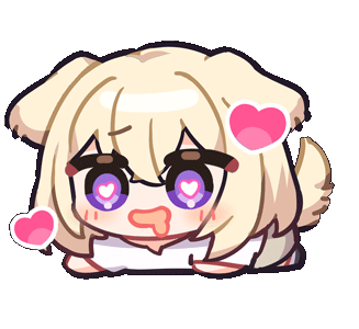 dazeroyuu, misumi uika, bang dream!, bang dream! it's mygo!!!!!, animated, animated gif, lowres, 1girl, all fours, animal ears, blonde hair, blush, blush stickers, chibi, dog ears, dog girl, dog tail, drooling, heart, heart-shaped pupils, kemonomimi mode, medium hair, mouth drool, open mouth, purple eyes, shirt, simple background, solo, symbol-shaped pupils, tail, tail wagging, transparent background, uicrawl (bang dream!), white shirt