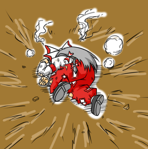 wabi (wbsk), wabi tsubaki, fujiwara no mokou, dragon ball, dragonball z, touhou, 1girl, female focus, hair ribbon, meme, pants, parody, ribbon, solo, yamcha pose (meme)