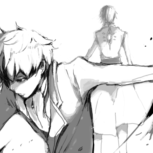 kl (dgzonbi), kururugi suzaku, lelouch vi britannia, code geass, 00s, 2boys, blood, greyscale, monochrome, multiple boys