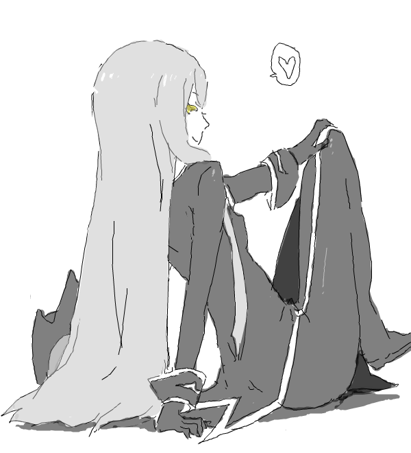 kl (dgzonbi), c.c., zero (code geass), code geass, 1girl, cosplay, female focus, greyscale, heart, long hair, monochrome, simple background, solo, spot color, zero (code geass) (cosplay)