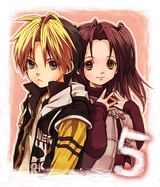 nire, nire (scissors), fujisaki akari, shindou hikaru, hikaru no go, 00s, 1boy, 1girl, blonde hair, brown hair