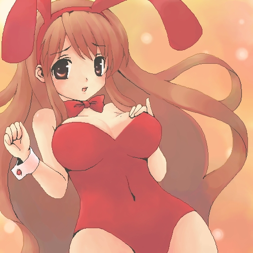 asahina mikuru, kanta (asame shinbun), asame shinbun, suzumiya haruhi no yuuutsu, lowres, 00s, 1girl, animal ears, bare legs, breasts, fake animal ears, female focus, large breasts, playboy bunny, rabbit ears, solo