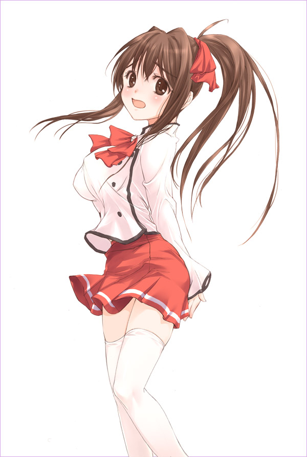 kanda aya, 1girl, female focus, ponytail, school uniform, serafuku, solo, thighhighs, zettai ryouiki