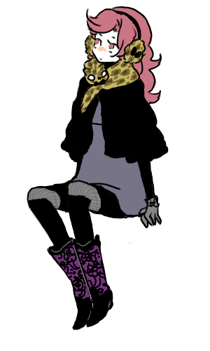 mallow (artist), ayabe kihachirou, kiachirou ayabe, rakudai ninja rantarou, lowres, 1boy, boots, earmuffs, fashion, gloves, male focus, pantyhose, pink hair, scarf, solo, trap