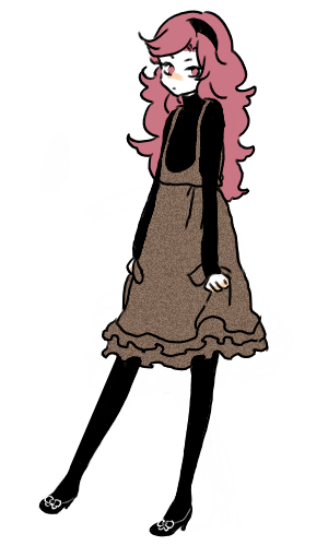 mallow (artist), ayabe kihachirou, kiachirou ayabe, rakudai ninja rantarou, lowres, 1boy, dress, fashion, hairband, male focus, pantyhose, pink hair, solo, trap