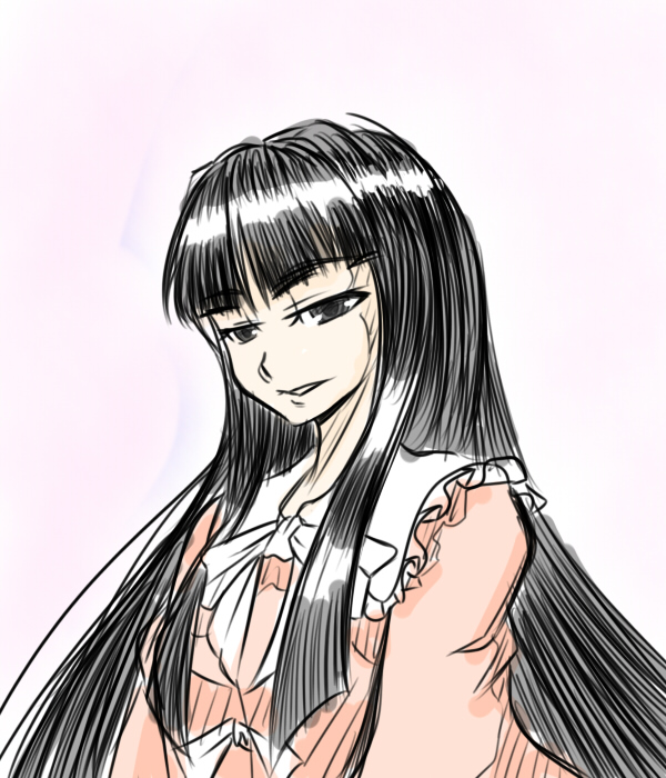 wabi (wbsk), wabi tsubaki, houraisan kaguya, touhou, 1girl, black eyes, black hair, female focus, long hair, solo
