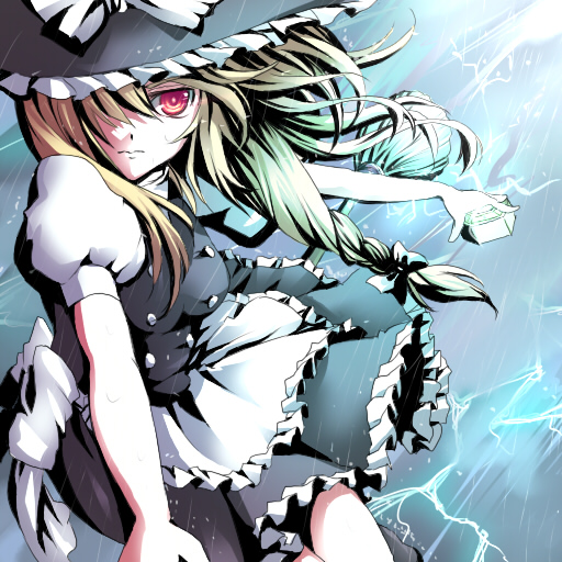 myaaco, kirisame marisa, touhou, 1girl, blonde hair, female focus, hat, red eyes, solo, witch, witch hat