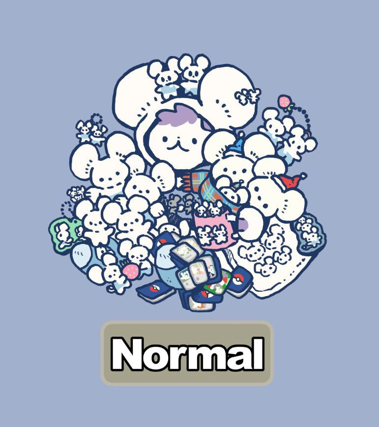 potoh, maushold, maushold (family of four), maushold (family of three), tandemaus, nintendo, pokemon, commentary, english commentary, animal focus, berry (pokemon), black eyes, clothed pokemon, family, leppa berry, mouse (animal), no humans, on head, poke ball, pokemon (creature), pokemon focus, pokemon on head, solid circle eyes