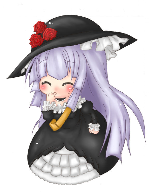 virgilia (umineko), umineko no naku koro ni, silver hair, tagme, 00s, chibi, long hair, solo