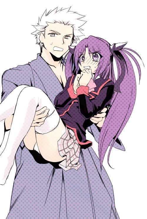 kanon (kn), miyazawa kengo, sasasegawa sasami, little busters!, bad id, bad pixiv id, 1boy, 1girl, carrying, panties, princess carry, thighhighs, underwear, zettai ryouiki