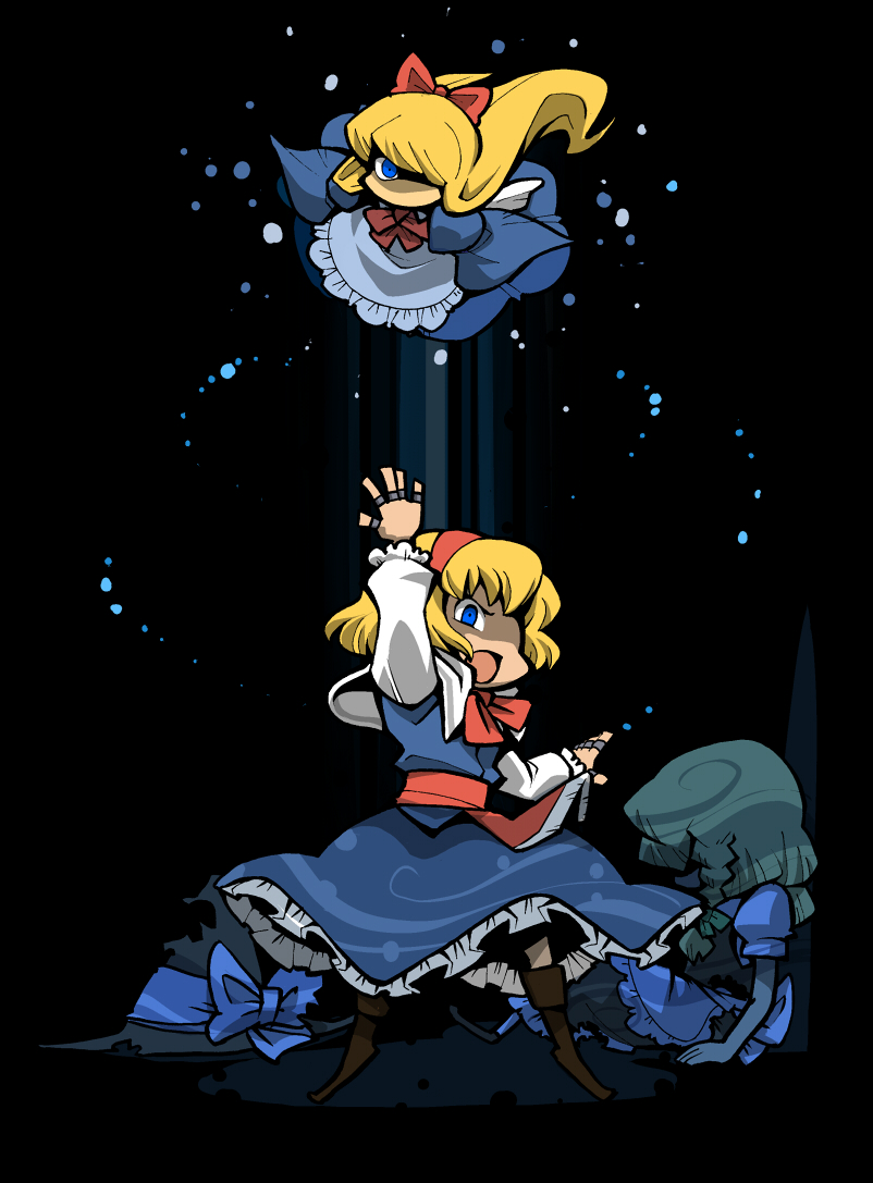 hounori, alice margatroid, kirisame marisa, shanghai doll, touhou, bad id, bad pixiv id, 3girls, blonde hair, blue eyes, female focus, hair ribbon, hairband, hat, multiple girls, ribbon, skirt
