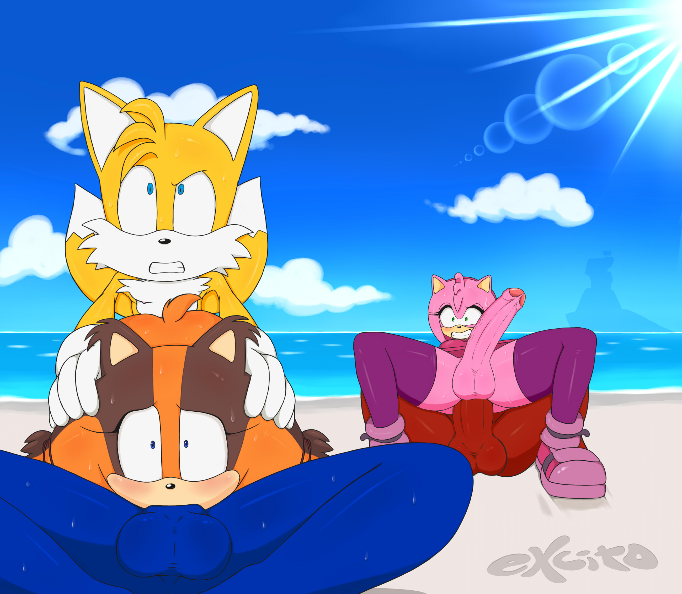 Rule34 – If it exists, there is porn of it / excito, amy rose, knuckles the echidna, sonic the hedgehog, sticks the jungle badger, tails, team sonic / 197709