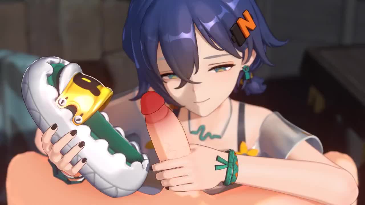 saucifer, belle (zenless zone zero), zenless zone zero, animated, sound, tagme, video, 1boy, 1girl, 3d, blue hair, clothed female nude male, half-closed eyes, handjob, hetero, holding, holding shoes, holding unworn clothes, nude, penis, shoes, smug, uncensored, unworn shoes