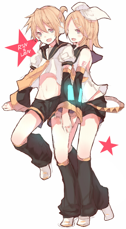 tetsuo (tashirosu), kagamine len, kagamine rin, vocaloid, 1boy, 1girl, brother and sister, siblings, twins