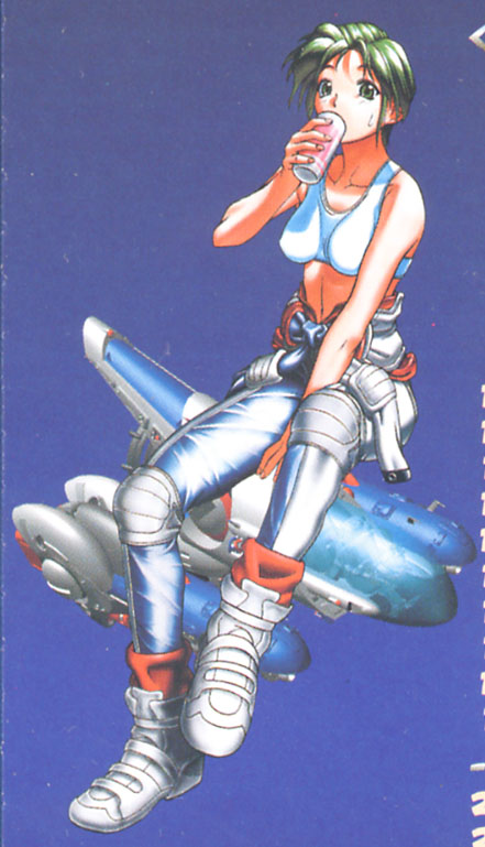 yamazaki kaoru (snk), blazing star, pulstar, scan, tagme, 1girl, bodysuit, can, drink can, drinking, female focus, green eyes, green hair, looking at viewer, soda can, solo, spacecraft, sports bra, sweat