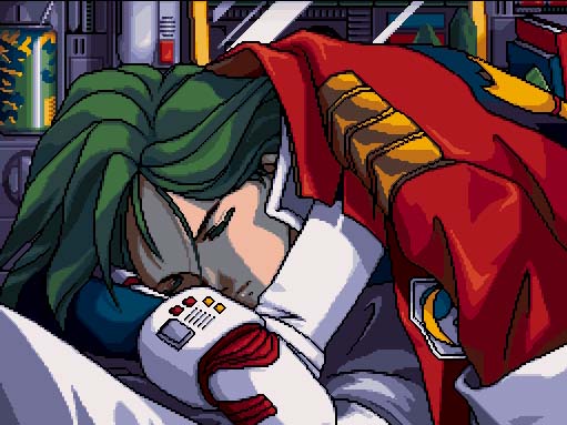 yamazaki kaoru (snk), blazing star, pulstar, snk, aliasing, tagme, 1girl, closed eyes, female focus, green hair, pixel art, sleeping, solo