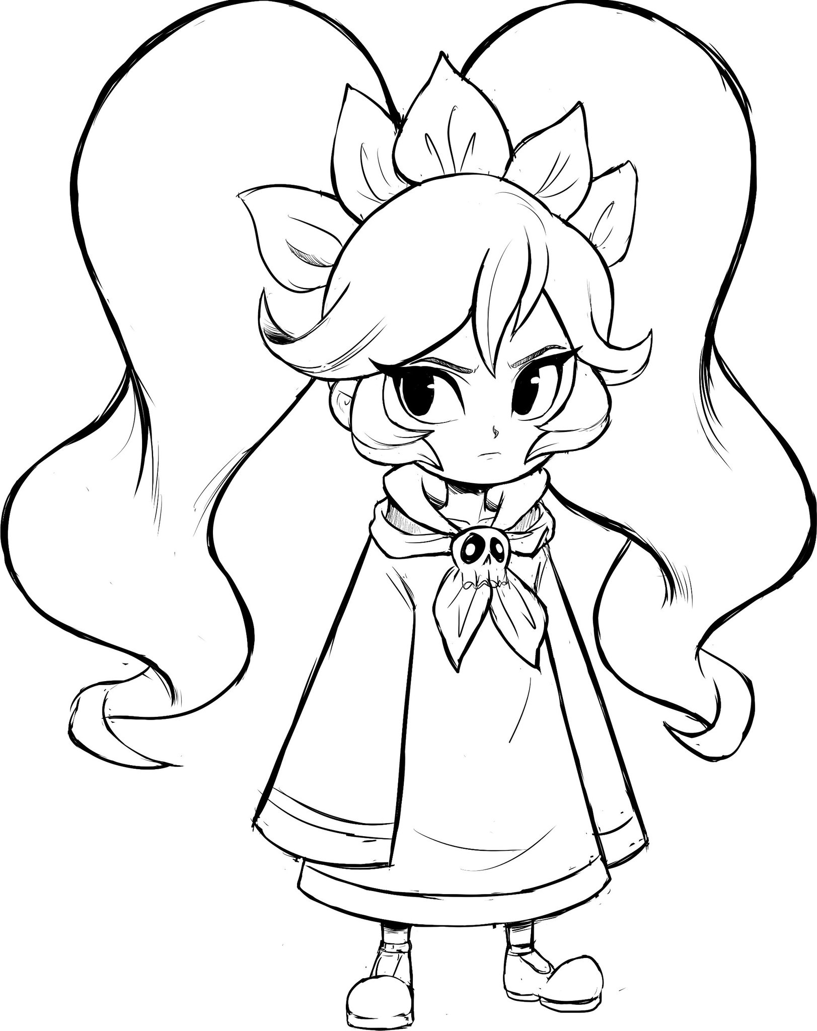 teevo, ashley (warioware), nintendo, warioware, bandana, dress, headband, sketch, skull brooch, twintails