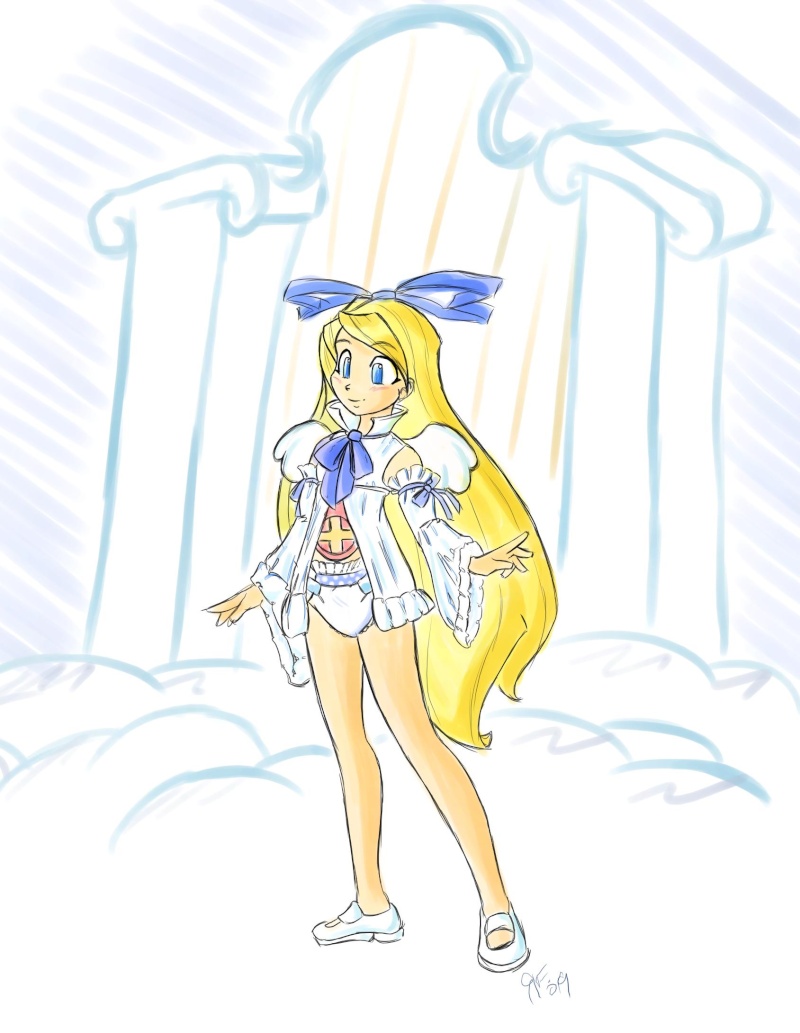 flonne, disgaea, tagme, blonde hair, blue eyes, diaper, long hair